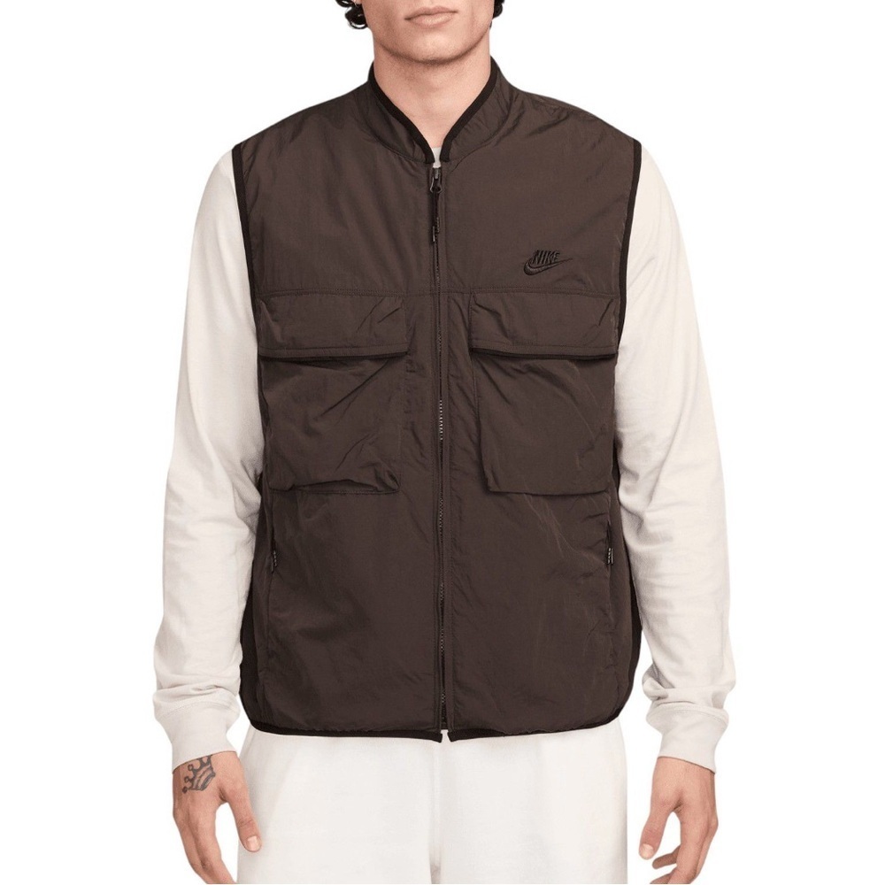 Nike Men's Tech Woven Track Vest Sleeveless Jacket Brown Small NEW